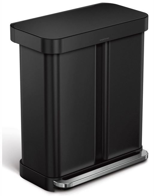 Poubelle Simplehuman Rectangular Liner Pocket Black 58L