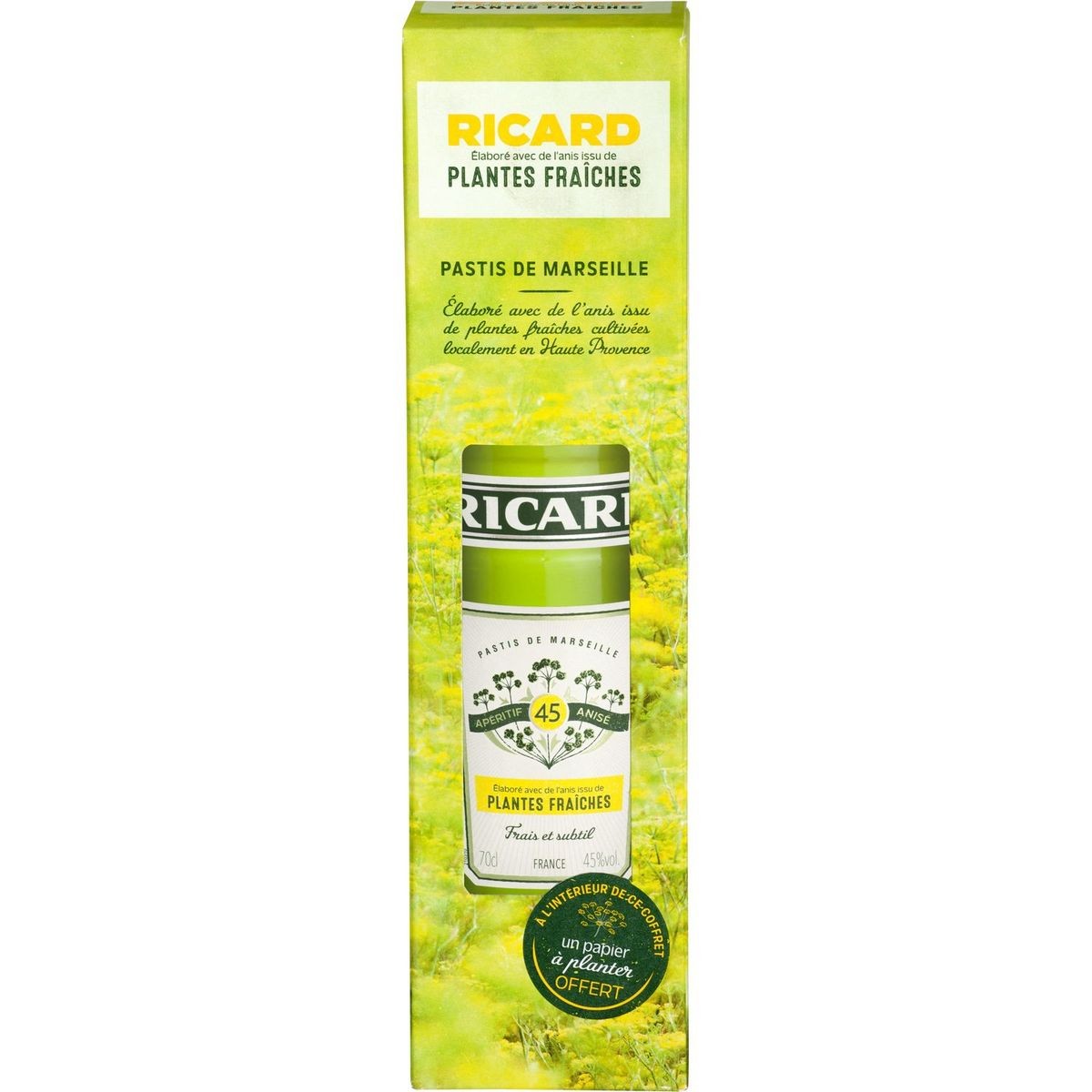 RICARD Pastis de Marseille aux plantes fraîches 45% -  70cl