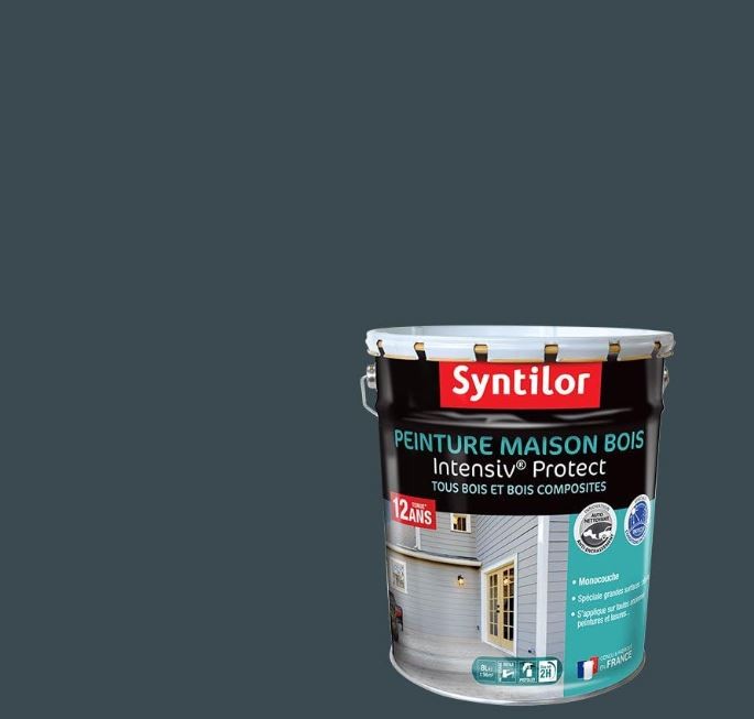 Syntilor - Peinture Maison Bois Intensiv Protect 12 Ans Gris Foncé Satiné 8L
