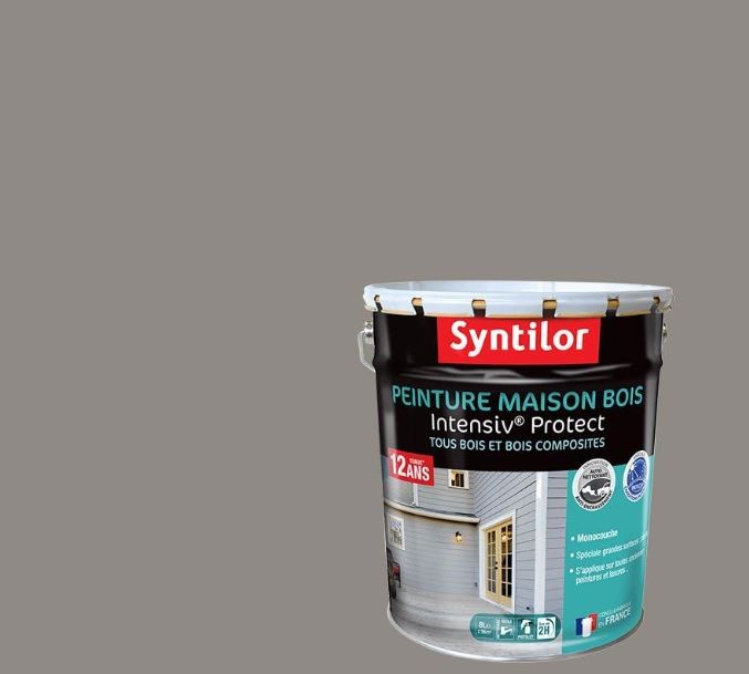 Syntilor - Peinture Maison Bois Intensiv Protect 12 Ans Gris Cendré Satiné 8L