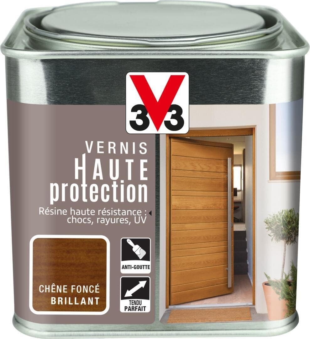 V33 Vernis extérieur Haute protection Chêne foncé brillant 0,5 L