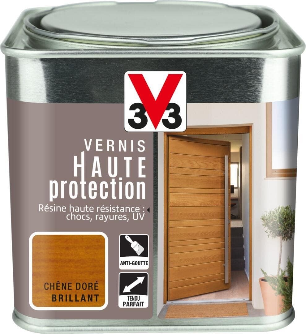 V33 Vernis extérieur Haute protection Chêne doré brillant 0,5 L
