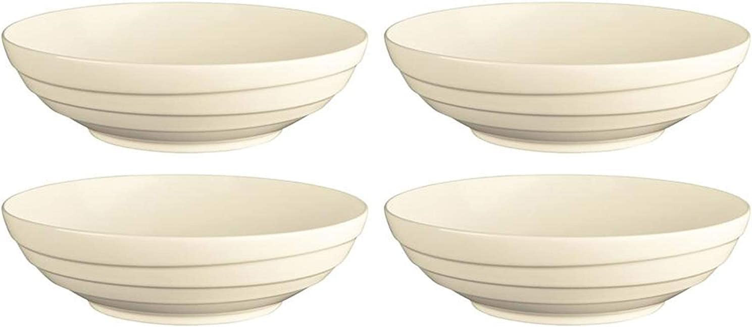 Jamie Oliver Waves Lot de 4 Grands Bols Ronds Coupe Fine 24 cm Blanc cassé en Faience Fine