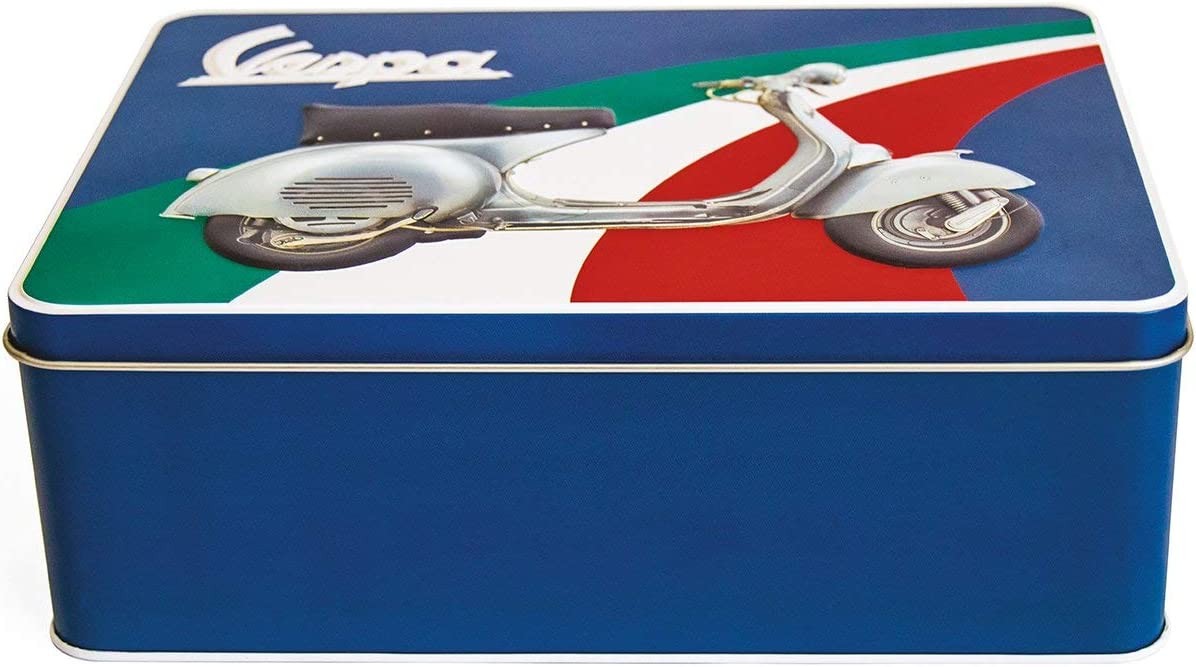 Vespa - Boîte en tôle bleue avec inscription originale